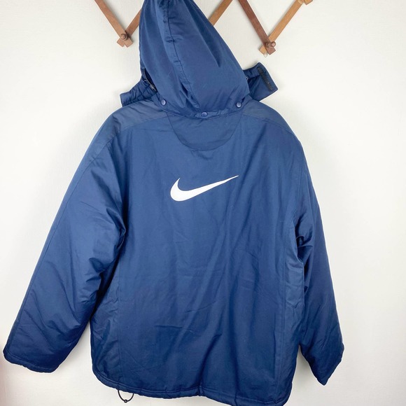 Vintage Nike Swoosh Navy Puffer Coat Size L - Picture 2 of 6
